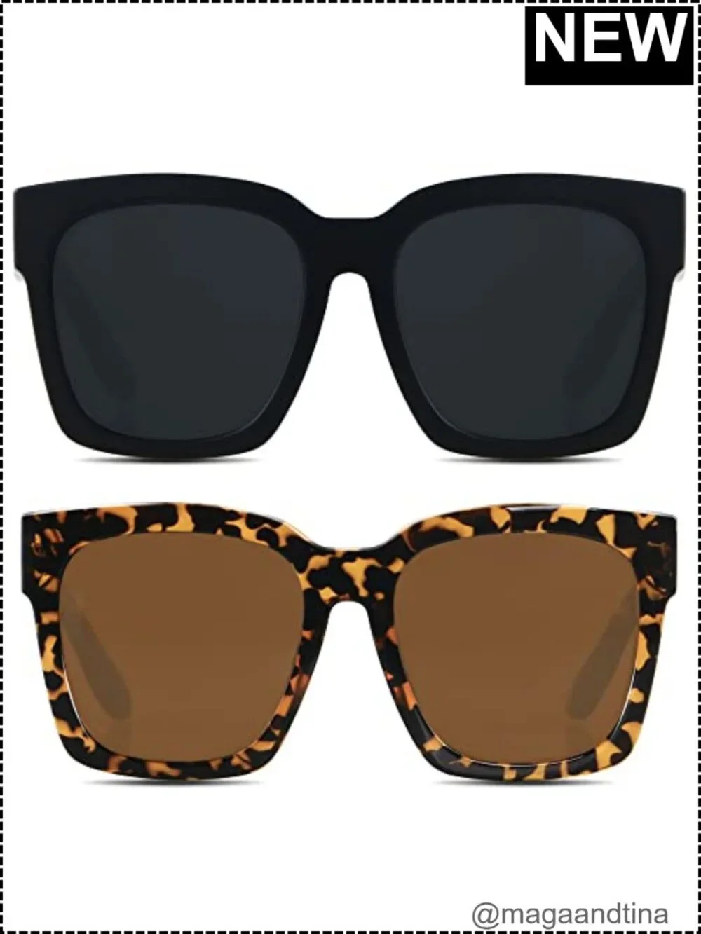 Oversized Square Sunglasses Women UV400 Protection Plastic Frame